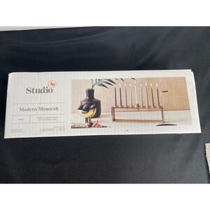 3B Studio‎ Modern Menorah Gold Color Metal Tabletop Decor